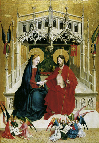 Marienfelder Altar (Innenseite, rechter Flügel): Begegnung von Christus und Maria. from Johann Koerbecke