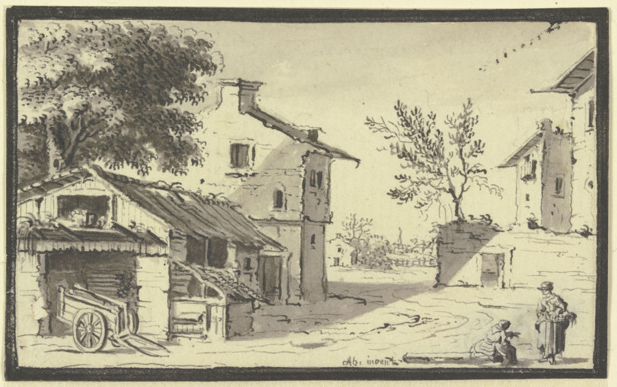 Street in a village from Johann Ludwig Aberli