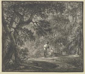 Waldinneres mit zwei Figuren