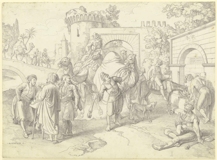 Caravan at the bridge gate from Johann Michael Wittmer