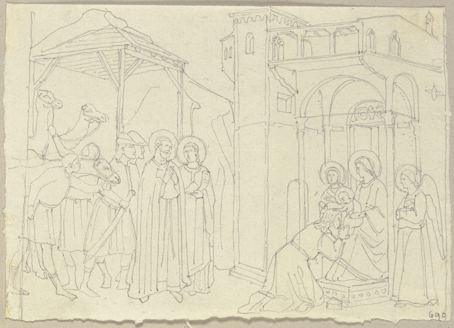 Anbetung der heiligen drei Könige, Fresko an der Decke des Gewölbes in der unteren Kirche von San Fr from Johann Ramboux