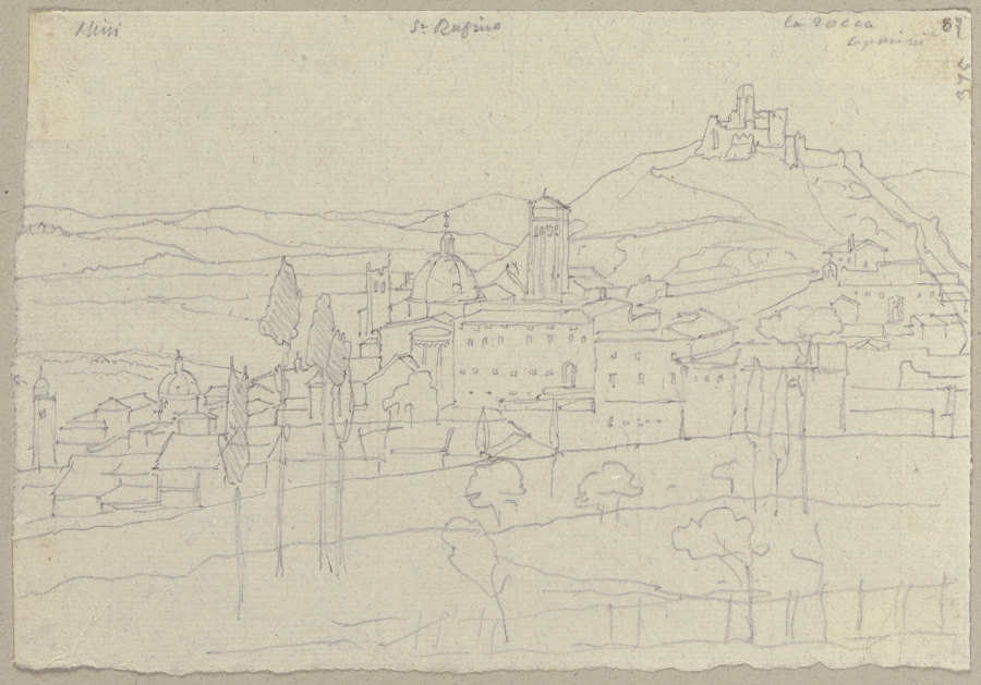 Assisi mit der Domkirche San Rufino Vescovo und der Festung from Johann Ramboux