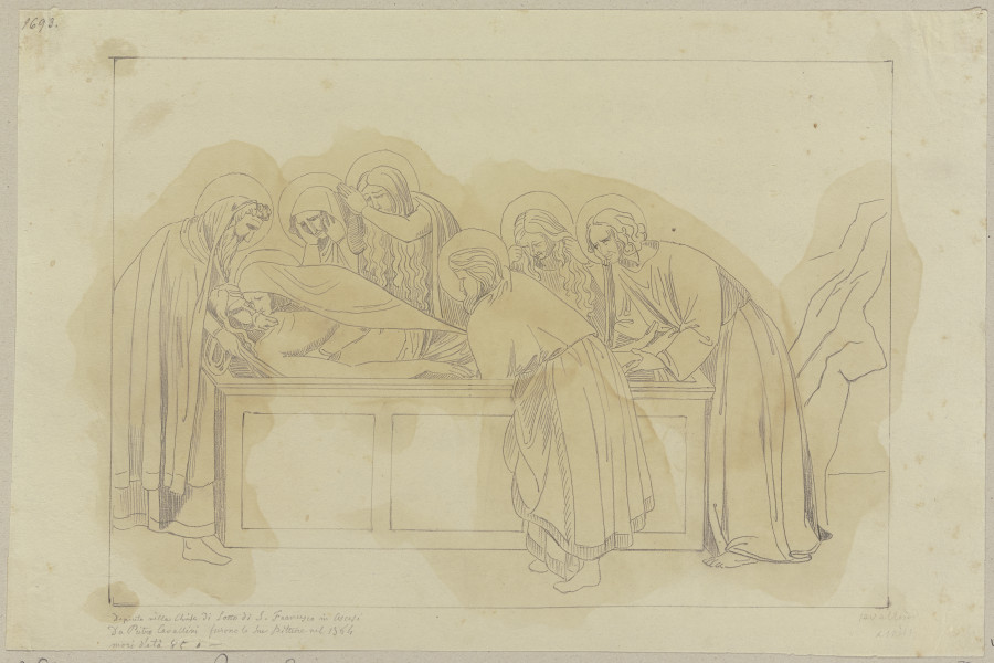 Die Grablegung Jesu Christi, nach einem Wandgemälde des Pietro Cavallini in der unteren Kirche zu Sa from Johann Ramboux