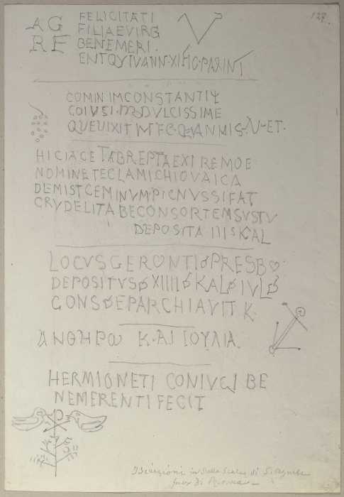 Die Nachschrift einer Inschrift auf der Scala der Basilika SantAgnese fuori le Mura in Rom from Johann Ramboux