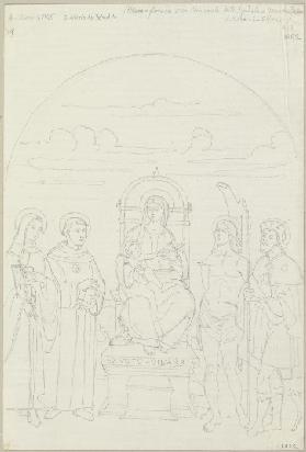 Die thronende Madonna mit Kind, Klara von Montefalco, Nikolaus von Tolentino, dem heiligen Sebastian