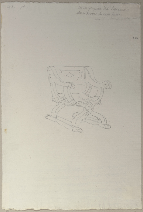 Ein Stuhl, der sich im Wohnzimmer des Giovanni Boccaccio in Certaldo befinde from Johann Ramboux