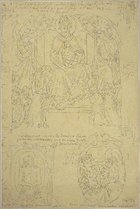 Geminianus auf dem Thron, aus einem Chorbuch in der Kollegiatkirche in San Gimignano