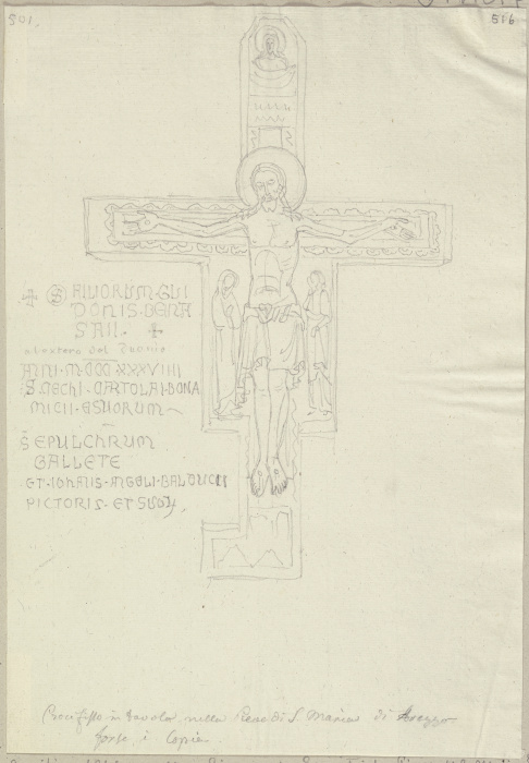 Kruzifix auf Holz gemalt am Eingang der Sakristei von Santa Maria della Pieve in Arezzo aufgehängt from Johann Ramboux