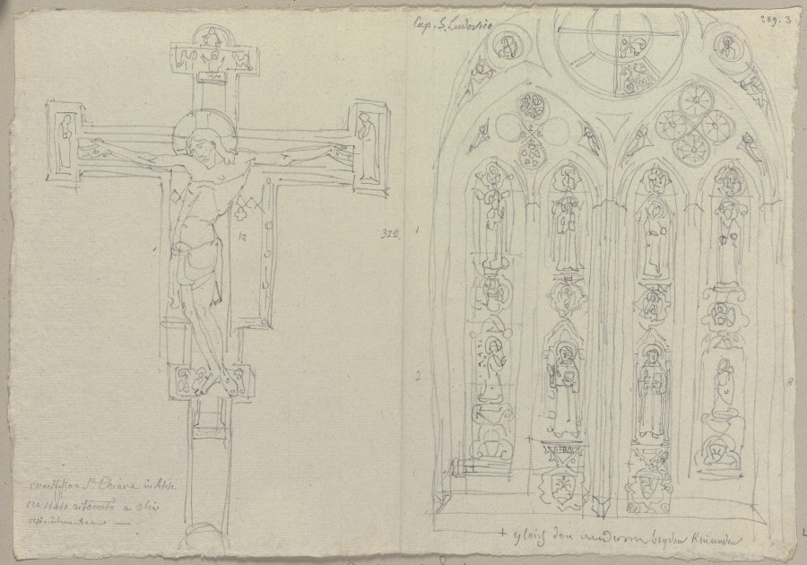 Nach einem Kruzifix in Santa Chiara sowie nach den Fenstern der Kapelle des heiligen Ludwigs in San  from Johann Ramboux