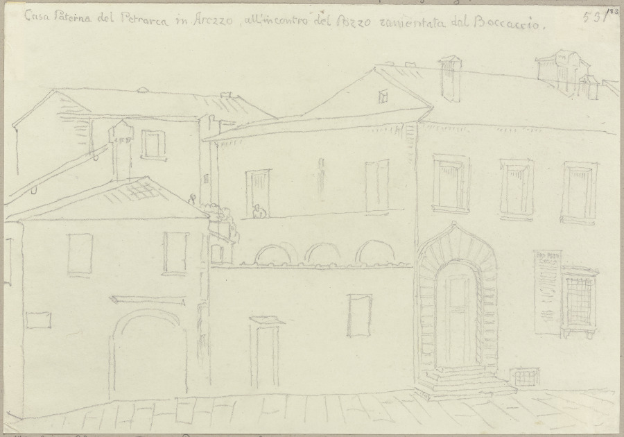Väterliches Haus des Francesco Petrarca in Arezzo from Johann Ramboux