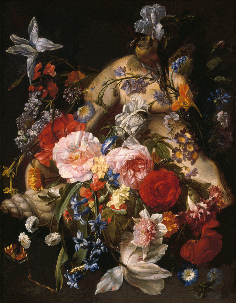 Stillleben mit Blumen in einer exotischen Muschel from Johann Rudolf Byss