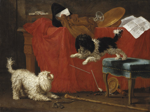 Stillleben mit zwei spielenden Schoßhunden from Johann Anton & Jodokus Matthias Kappers
