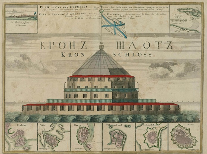 Plan of the Kronstadt Fortress from Johann Baptist Homann