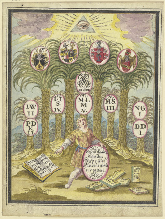 Knabe mit einem Schild unter Palmen from Johannes Esaias Nilson