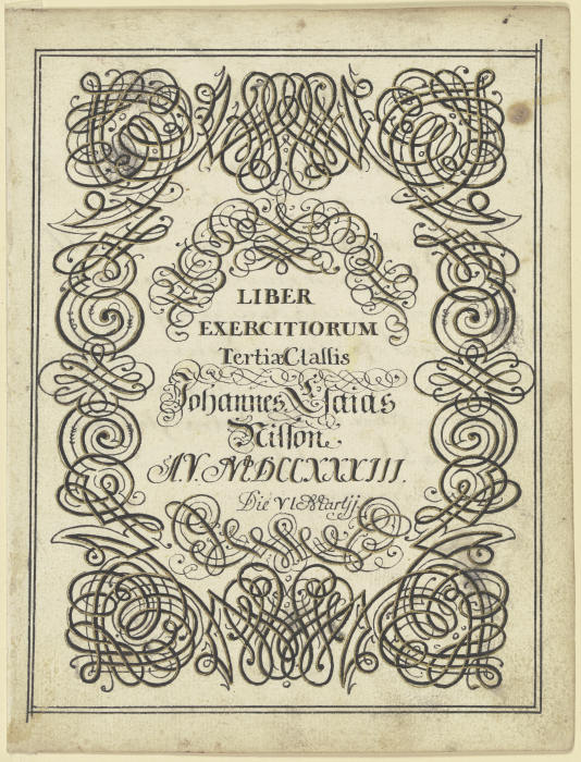 Ornamental title page from Johannes Esaias Nilson