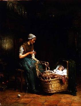Mother and Child in a Cottage Interior