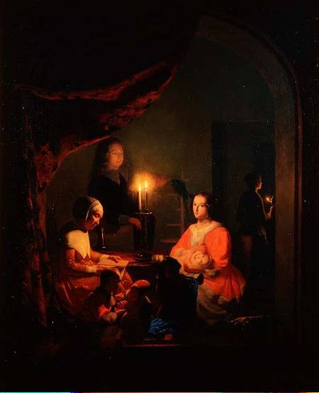 A Family in a Candlelit Interior from Johannes Rosierse