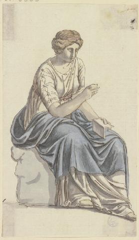Die Muse der Geschichte: Sitzende Frau mit einem Buch in der Linken (zu Goethes Römischem Karneval)