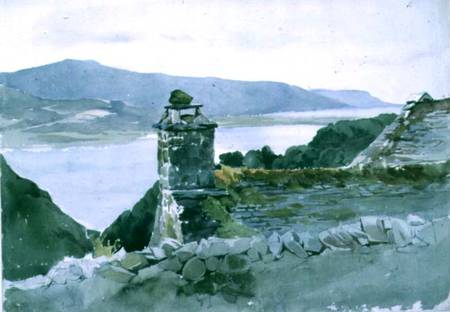 A hilly bay, seen from a wall over a roof from John Absolon