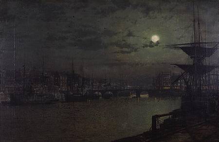 Baiting the Lines, Whitby from John Atkinson Grimshaw