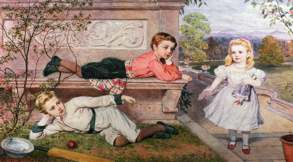 The Farrer Children, Gaspard, Henry and Cecilia in the Gardens of a Country House in Berkshire from John Collingham Moore