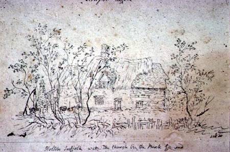 Cottage at East Bergholt, with a well from John Constable