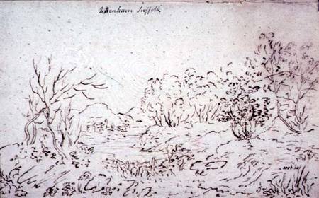 Landscape with a stream at Wenham from John Constable