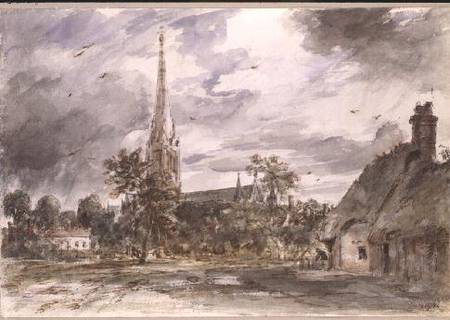 Salisbury Cathedral: with cottages from John Constable
