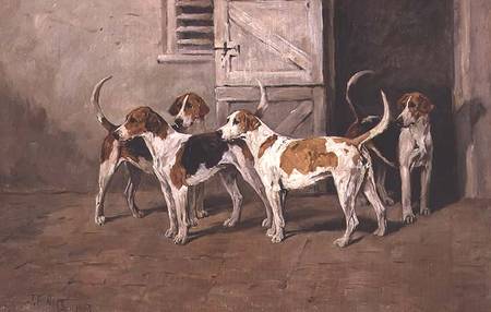 Four Hounds by a Stable Door from John Emms