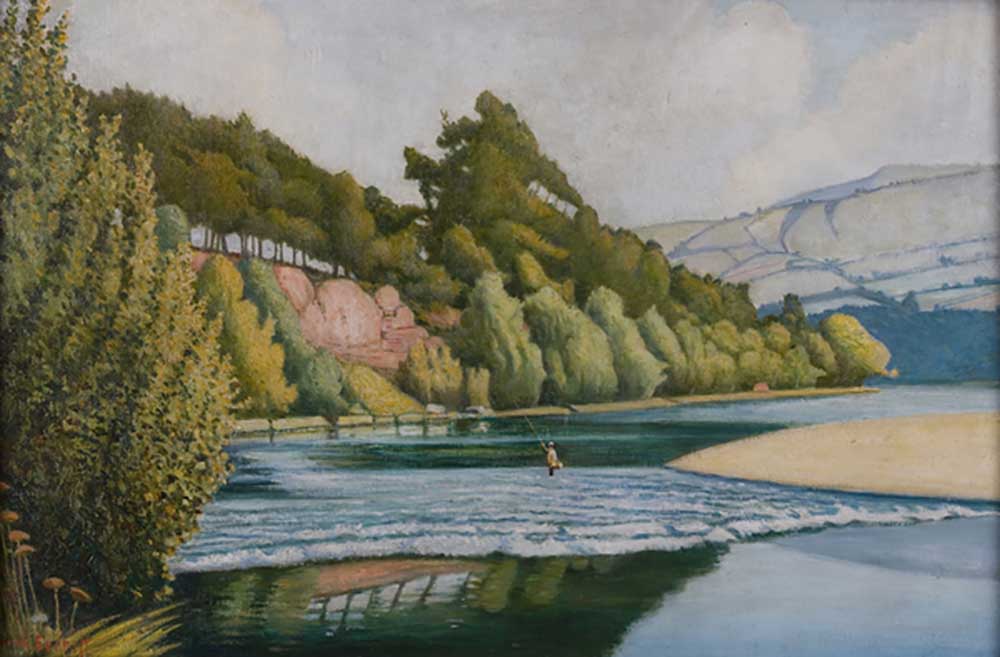 River Scene with Fisherman from John Everett