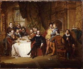 William Shakespeare and his friends in the inn Mermaid.