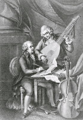 Portrait of Franz Joseph Haydn (1732-1809) and Wolfgang Amadeus Mozart (1756-91) composing music for from John Francis Rigaud