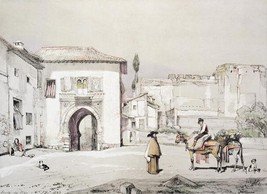 Gate of the Vine (Puerta del Vino), from 'Sketches and Drawings of the Alhambra', engraved by James from John Frederick Lewis