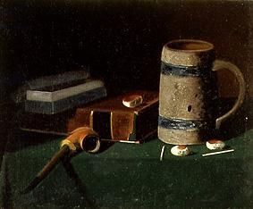 Quiet life with book, pipe and tankard from John Frederick Peto