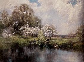 Blossoming apple trees from John George Brown