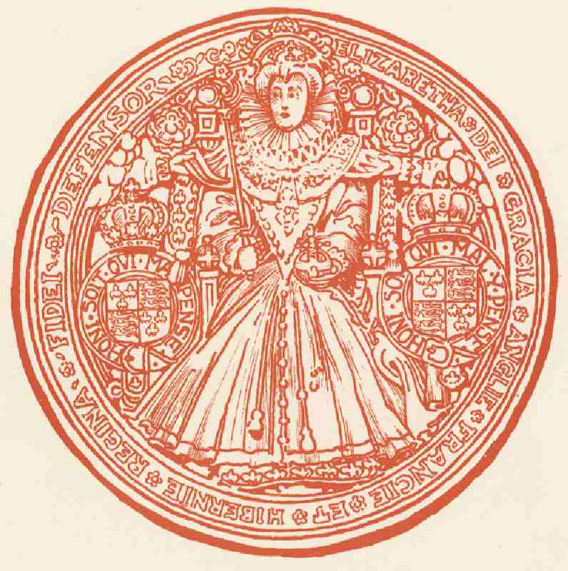 Seal of Queen Elizabeth I (colour litho) from John Hassall