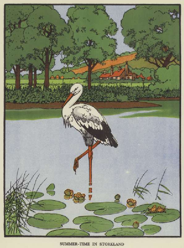 Summer-time in Storkland (colour litho) from John Hassall