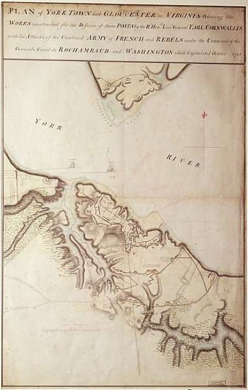 British map of the Siege of Yorktown from John Hills