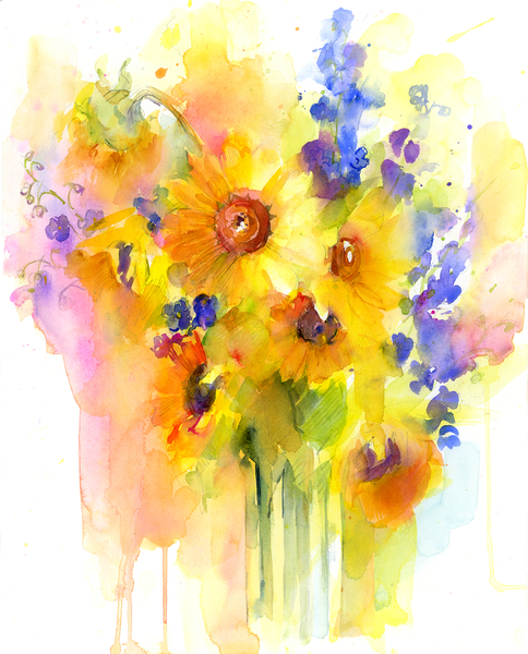 Sunflowers and delphinium from John Keeling