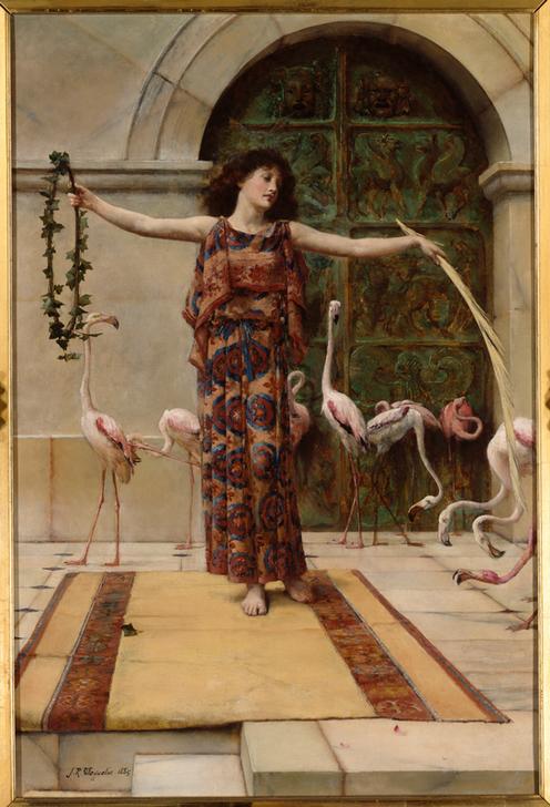 A Young Girl with Flamingos from John Reinhard Weguelin