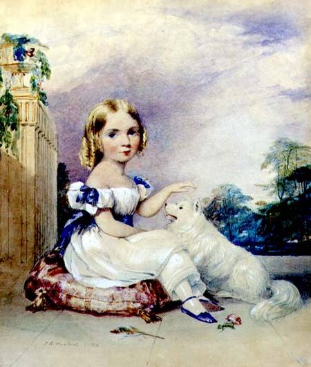 Portrait of a Little Girl with a Dog from John Rogers Herbert