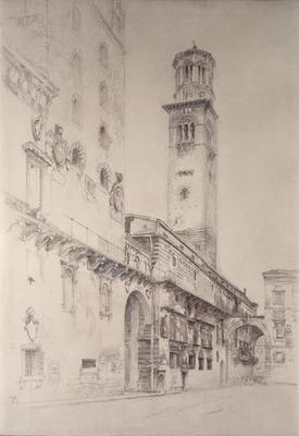 Piazza dei Signori, Verona (pencil & w/c on paper) from John Ruskin