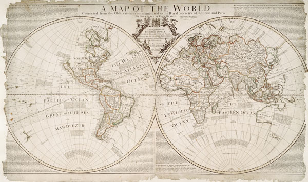 A Map of the World, Corrected from the Observations communicated to the Royal Societies of London an from John Senex