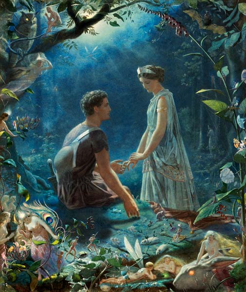 Hermia and Lysander. A Midsummer Night's - John Simmons as art print or  hand painted oil.