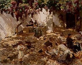 Laundry grooves in a shady court from John Singer Sargent