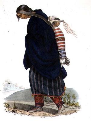 Chippeway Squaw and Child, pub. by F.O.W. Greenough, 1838 (colour litho) from John T. Bowen