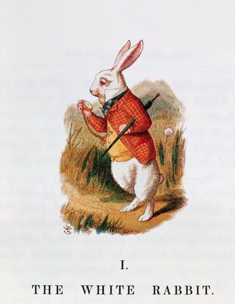 The White Rabbit, illustration from 'Alice in Wonderland' by Lewis Carroll (1832-98) adapted by Emil from John Tenniel