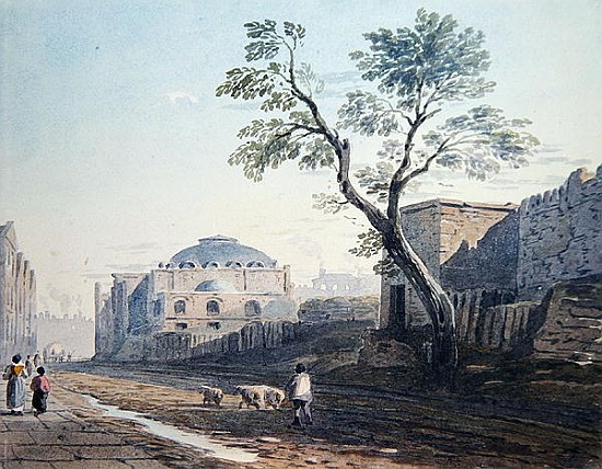 Scotch Church and the remains of London Wall from John Varley