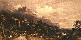 Landscape with castle and mountain