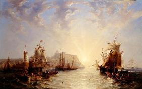 Shipping off Scarborough, 1845 (oil on canvas)